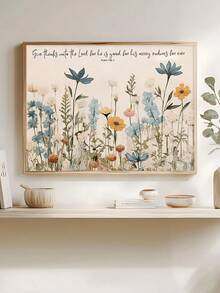 1pc Christian Scripture Wall Art, Psalm 136:1 Bible Verse Wildflower Rustic Religious Poster, Suitable For Bedroom,Living Room,Kitchen,Wall Arts,Wall Decor,Home Decor,Room Decor, Canvas Wall Art, Posters, Wall Art With Frame, Optional Frame ﻿ ﻿ - Multicolor - View 4