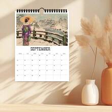 1pc 2026 Wall Calendar, Vintage Japanese Style Ukiyo-E Illustrations, 12 Different Artwork, 2026 Monthly Planner, Perfect Gift For Birthday, Christmas, New Year, Includes US Version - Single Piece - View 4