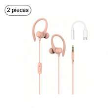 AIRUIKA 有线入耳式耳机，带麦克风，兼容 3.5mm 和 Lightning 接口，马卡龙色，运动游戏耳机，兼容 iOS