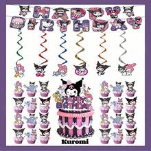 32 Peças Toppers de Bolo de Festa de Aniversário com Tema de Desenho Animado, Decorações de Bolo de Festa de Aniversário Familiar DIY para Natal - Multicolorido - Visão 1