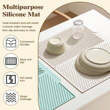 Alfombrilla de silicona para secar platos, esterilla plegable para escurrir ollas, esterilla de drenaje antideslizante y de secado rápido, esterilla resistente al calor para encimera de cocina, accesorios de cocina para encimera - Multicolor - Ver 2