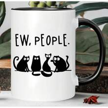 EW, PEOPLE 11oz Coffee Mug With Funny Sarcastic Design & EW, PEOPLE Text - Reusable Black Mug With White Interior, Hand-Wash Only, Coffee Lovers, Men & Women, Coffee Bar Accessories, Coffee Cup, Humorous Drinkware, Highquality Cup, Office Humor - EW, PEOPLE - View 4