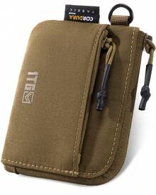 1TG Tactical Outdoor Coin Purse, 500D CORDURA Minimalist Wallet Change Purse ID Card Holder Money Pouch Bag With Zipper - màu nâu - Xem 1