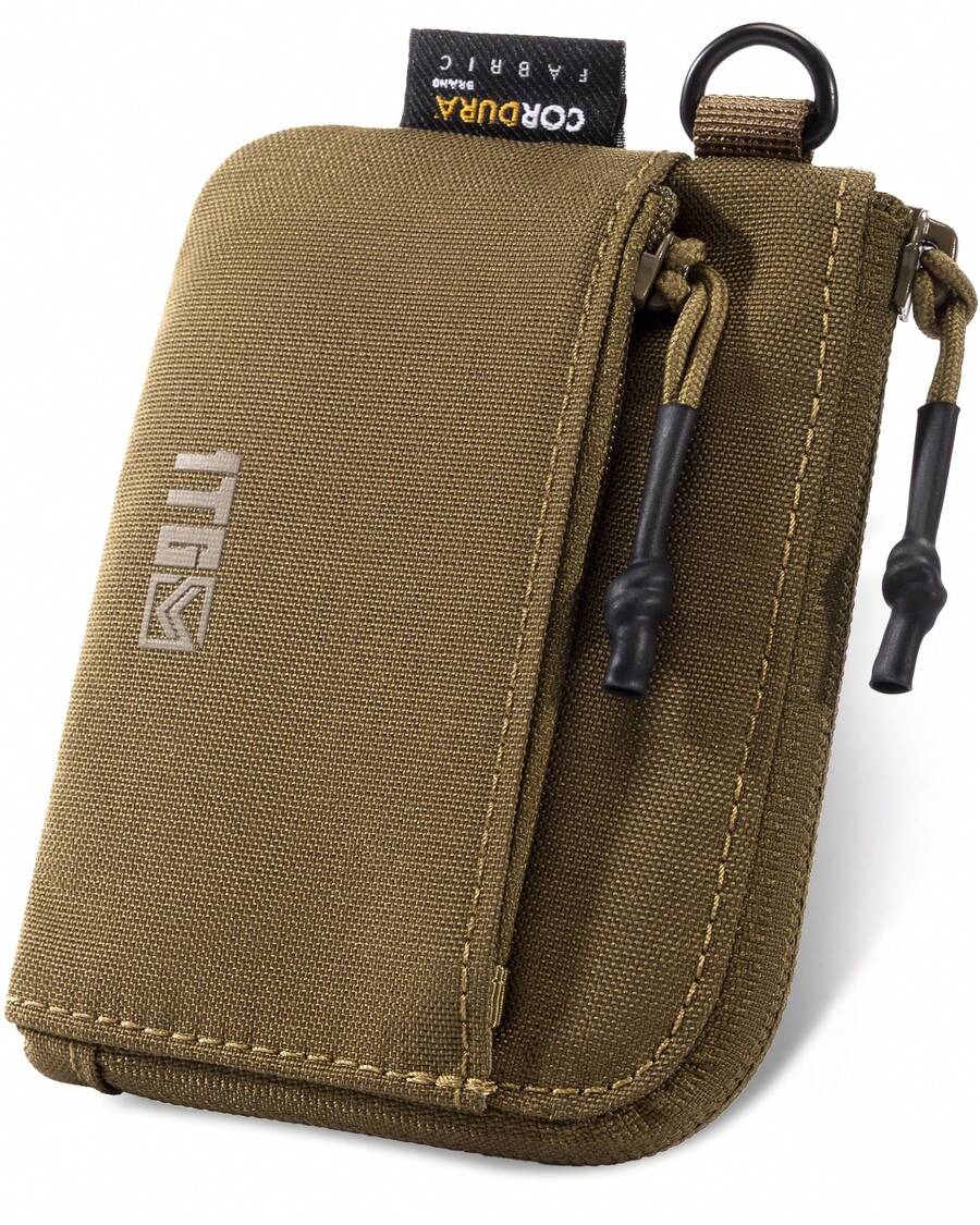 1TG Tactical Outdoor Coin Purse, 500D CORDURA Minimalist Wallet Change Purse ID Card Holder Money Pouch Bag With Zipper - màu nâu - Xem 1