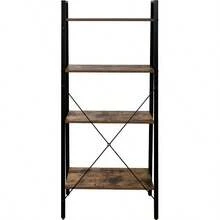 Ladder ShelvesRACK and PACK Librero Minimalista Tipo Madera Trapecio Estructura Acero 4 Niveles Soporta 50Kg Estante Escalera Libreros Estantes Modernos Industrial Organizador Hogar Oficina Almacenamiento Country - como en la foto - Ver 6