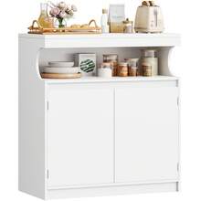 HEXCELEN Sideboard, Kitchen Cabinet With 2 Doors, Buffet Cabinet With Open Surface, Storage Furniture, Adjustable Shelves, Kitchen, Living Room, 40 X 80 X 85 Cm, White - 白色 - 查看 7