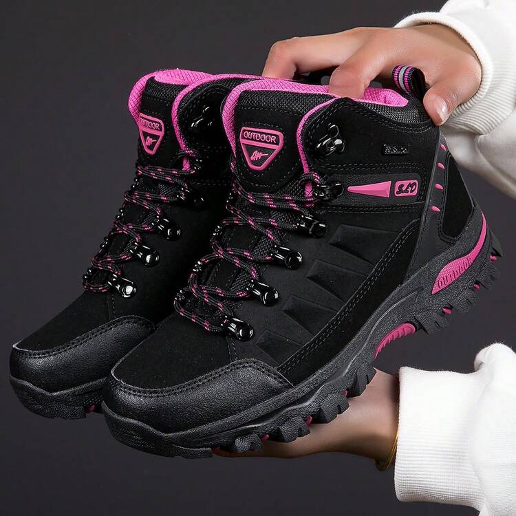 Women's Hiking Boots, Outdoor Wear-Resistant Anti-Slip Waterproof Hiking Sports Boots, High-Quality Fashion Casual Trekking Boots For Women - Black Rose Red - View 15