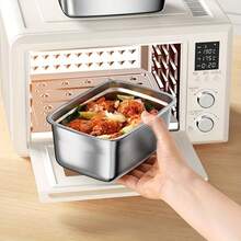 3-Pack/4-Pack Stackable Stainless Steel Lunch Box With Lid, Leak Proof Food Storage Container, Multi-Purpose Dishwasher Safety Lunch Box, Reusable Fresh-Keeping Box With Lid, Suitable For Meal Preparation, Gym, Studio, Picnic Essentials, Refrigerator Storage Container, Microwave Can Use Rectangular Lunch Box - 銀色 - 查看 10