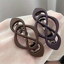 Fashion Hollow Metal Hair Clip With Princess Ponytail Spring Hairpin, Suitable Back Of - Dark Blue - View 7