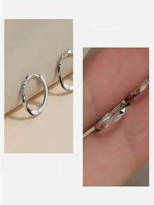 طقم خواتم وأقراط من النحاس المطلي بالفضة مقاوم للحساسية مزين بأحجار الزركونيا الصغيرة، أنيق وجذاب، مناسب للاستخدام اليومي للنساء - أقراط من شريط ملتوي - مشاهدة 3