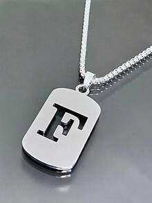 1件A-Z 26字母吊坠项链，钛钢链，男女通用学生情侣配饰，简约百搭设计 - 銀色 - 查看 8