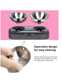 Elevated Cat Bowl With Stainless Steel Bowls, Easy To Clean, With Anti-Slip Silicone Mat, 0° And 15° Tilt, Protect Neck, Suitable For Pet, Cat And Puppy Food And Water Feeding