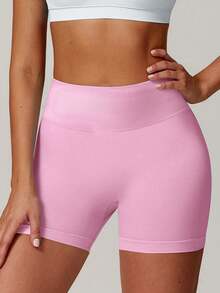 3PCS Women's Workout Shorts Seamless Scrunch Butt Lifting Yoga Gym Athletic High Waisted Tummy Control Shorts Sexy Booty Stretch Workout Exercise Hot Shorts, Gym Shorts, Running Shorts, Peach Lifting Hip Sports Shorts - 黑色/棕色/粉 - 查看 2