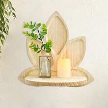 1件天然雪松木莲花壁挂架 - 波西米亚禅意美学悬浮架，弧形叶状装饰收纳架，质朴简约壁挂式收纳架，适用于客厅植物展示、卧室首饰收纳、浴室洗漱用品架、冥想空间祭坛架、瑜伽室装饰，节省空间的小户型墙面装饰，易于安装的波西米亚风格家居及精神空间悬挂式置物架 - 查看 5