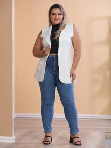 Max Women's Plus Size Laser Cut Neoprene Fabric Vest - 離開 - 查看 2