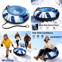 JIEXHeavy-Duty Snow Tube 47 Snow Sled With Premium Canvas Cover For Adults Towable Inflatable Sledding Tube With Thickened Bottom Winter Outdoor Fun CHEN - Multicolored - View 7