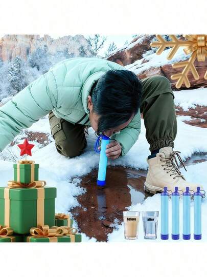 Outdoor Water Filter, Straw Water Filter, Emergency Survival Water Purifier For Prepper Emergency Equipment Hiking Camping