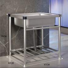 Kitchen Sinks Commercial Catering Stainless Steel Sink Single Bowl Drainer Unit - Silver - View 4