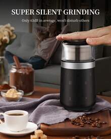 Adjustable Coffee Grinder Electric, Super Silent Electric Coffee Bean Grinder With Time-Memory Adjustment And Multi-Functional Stainless Steel Cup For Spices, Herbs, And Nuts Grinding, Black. - 查看 4