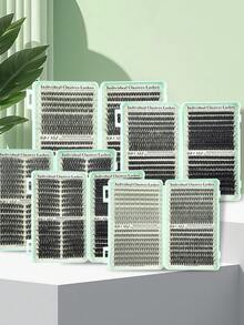576/640 Pcs DIY False Eyelash Clusters, Eyelash Extension, Curly & Super Thick Individual False Eyelashes, Delicate Growth 10D/20D Cluster False Eyelashes, DIY Eyelash Extension, Thin Cartoon False Eyelash Clusters Suitable For Beginners Home Use, 0.07mm D Curl 8-16mm Mixed Natural Eyelash Extension 10D20D Clusters