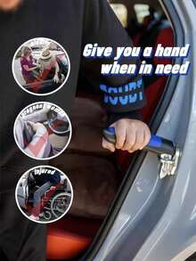 多功能门把手辅助器 - 紧急安全锤和门支撑把手，铝合金+ABS材质，便携式辅助工具，适用于老人、孕妇和驾驶员，是送给父母和旅行安全人士的理想礼物，也是旅行安全配件，便携式门支撑把手 - A - 查看 4