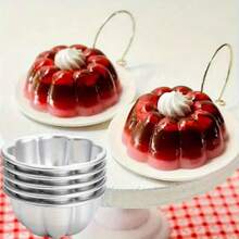 Flower Shaped Aluminum Pudding Mold Set, Reusable Fluted Mini Baking Cups, Non-Stick Anodized Metal Mould For Mousse, Jelly, Cupcake & Fruit Dessert, Oven , Household Kitchen Baking Tool For Ramadan Sweets & Homemade Pastries - Multicolor - View 5