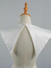 1 pieza Corbata de moño de satén blanco, cuello decorativo multifuncional con diseño elegante de botón de perla, accesorio de moda para boda y fiesta - A - Ver 8