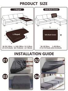 غطاء وسادة كنبة من نسيج جاكارد أحادي اللون، غطاء وسادة كنبة مرن من ألياف البوليستر قابل للإزالة والغسيل، مناسب لغرفة المعيشة وغرفة النوم - الأسود - مشاهدة 7