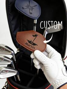 Personalized Faux Leather Golf Club Head Cover, Customized Golf Gift For Men, Customized Golf Accessories, Golf Club Head Cover, Waterproof PU Leather, With Hook And Loop, Can Be Engraved, Groomsmen Gift - Multicolor - View 3