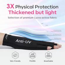 Modelones Guantes UV sin Dedos con Tejido UPF para Manicura de Gel y Lámparas de U?as - gris claro púrpura - Ver 3