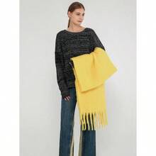 - Bufanda de cachemira para mujer, suave y clida bufanda de invierno para clima fro, manta de Navidad - Amarillo - Ver 3