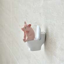 Cute Pig Toilet Decor, Funny Toilet Pig Ornament For Bathroom - Multicolor - View 1