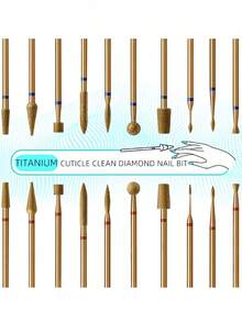 Punte per trapano in lega di titanio, rimozione professionale di cuticole e pelle morta - Dorato - Visualizzare 1