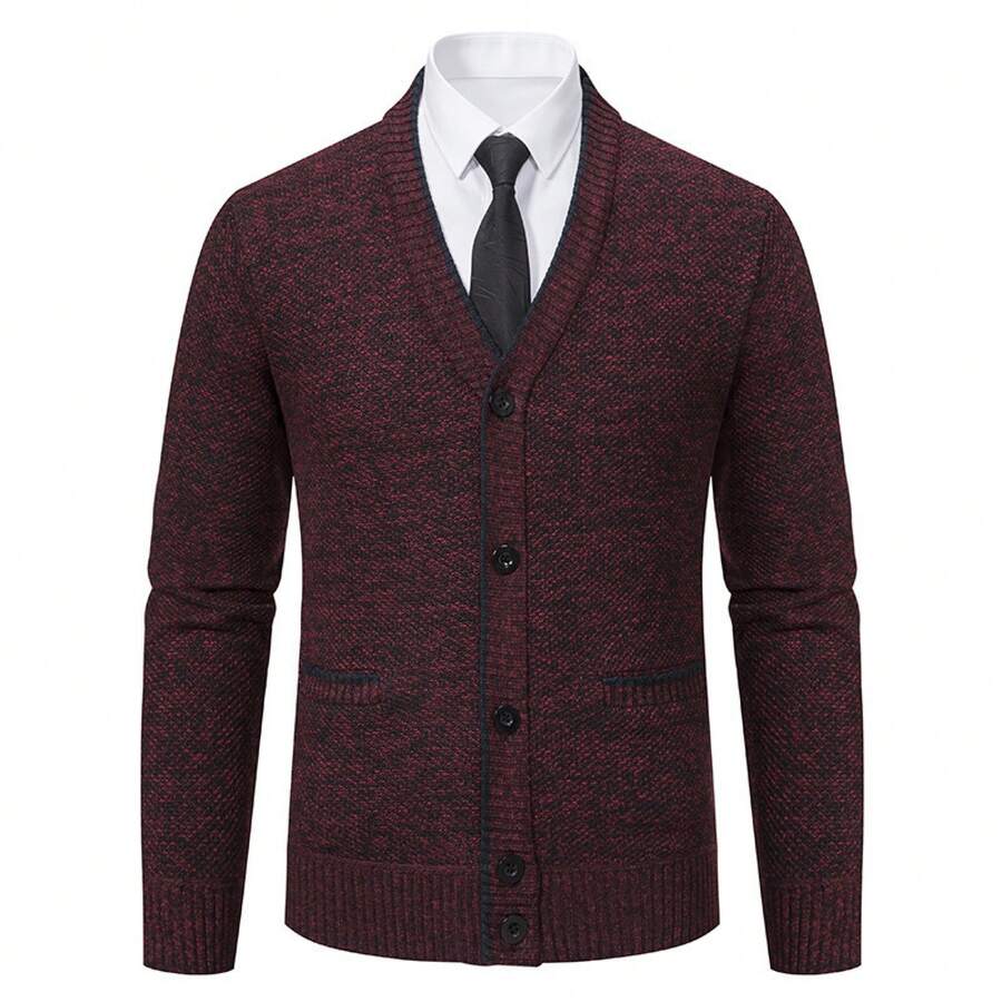 Men Sports Cardigans - 6631 Burgundy - View 1