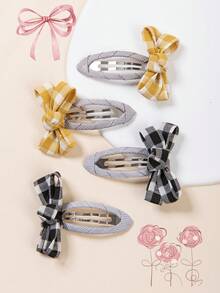 Conjunto de 4 Presilhas de Cabelo Vintage Clássicas Xadrez, Acessórios de Cabelo Fofos para Crianças, Laço Vermelho, Presilhas de Pato Adoráveis com Laço, Acessórios de Cabelo Casuais de Estilo Vintage para o Dia a Dia de Meninas - Multicolorido - Visão 10