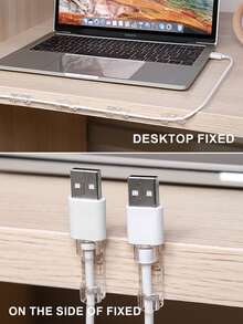 20 piezas de clips para cables sin taladro con salida de almacenamiento, clips organizadores de cables autoadhesivos - transparente - Ver 3