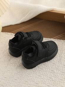 1双儿童休闲运动鞋，秋季新款女童软底鞋，幼儿白色鞋，时尚魔术贴防滑平底鞋，女童日常户外运动鞋 - 黑色 - 查看 6