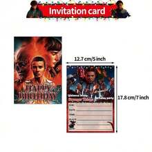 1set/12pcs New Popular American TV Series' ' Season 5 Themed Birthday Party Invitation Card Set, Paper Invitation Envelope, Envelope+Character Stickers, Fan Film And Television Peripheral Party Decoration Supplies, Birthday Party Creative Invitation Card, Birthday Gift, New Year's Gift - Multicolor - View 4