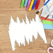 1个可重复使用的松树绘画模板，5.91英寸，可水洗PET材质绘画模板，适用于窗户玻璃、手工绘画、墙面装饰、织物印花、家具翻新、DIY工艺品、剪贴簿、家居装饰、装饰模具、艺术图案 - A - 查看 3