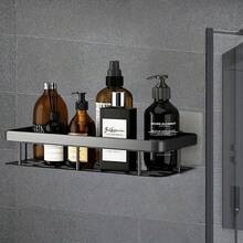 2 piezas/1 pieza Estantería de pared negra con 2 ganchos - Plástico resistente sin taladro, instalación con adhesivo/tornillo, estantería de almacenamiento para baño y cocina que ahorra espacio, sistema de estantería de almacenamiento para ducha, estantería de múltiples compartimentos para artículos de tocador, cosméticos, esenciales - Multicolor - Ver 6