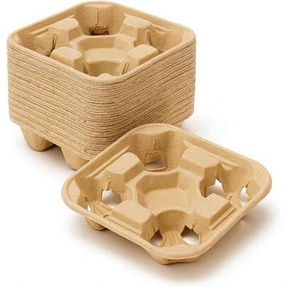 50 Piezas de Charola Portavasos de Cartn para Bebidas Calientes Y Fras.