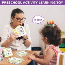 儿童绘画拼写学习机，双面卡片，适合3-6岁儿童的益智玩具，互动式字母、数字、单词、数学和音乐学习玩具 - 白色 - 查看 12