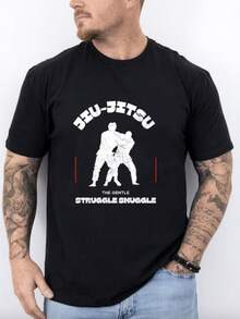 Jiu Jitsu The Gentle Struggle Snuggle Crewneck Funny Vintage T Shirt Jiu Jitsu Fan Gift Martial Arts Unisex Men Women - 黑色 - 查看 1