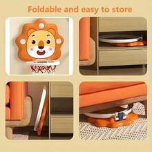 Lion-Themed Kids Basketball Hoop Set – Adjustable Height (3-6+ Years), 1-Second Fold Storage, Multi-Scene Play (Bathroom/Home/Pool), Complete Kit With Basketball + Pump + Adhesive Hooks + Suction Cups, Perfect For Toddler Active Play (Top Birthday/Christmas Gift) - Orange - View 4