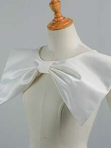 1 pieza Corbata de moño de satén blanco, cuello decorativo multifuncional con diseño elegante de botón de perla, accesorio de moda para boda y fiesta - A - Ver 10
