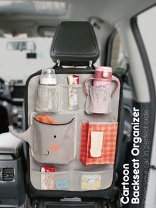 1Pack Cartoon Car Backseat Organizer With Multifunctional Pockets, Kick Mat & Tidy Storage Solution For Family Car Trips, Seat Back Protectors Kick Mats For Kids Toddlers, Travel Must-Have For Parents, Travel Accessories - Multicolor - View 5