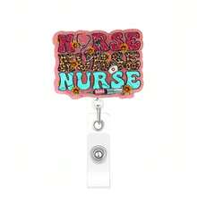 Carrete de identificación retráctil de acrílico rosa brillante con purpurina - Regalo médico lindo y romántico para trabajadoras de la salud, accesorio hospitalario para el Día de San Valentín