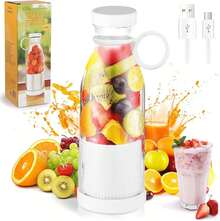 Portable Blender, Portable Juicer, Fashion Portable Blender For Shakes And Smoothies 11.8 Oz, USB Fast Charging Mini Mixer Bottle,Take It For Traveling, Outdoor, Gym, Office, Cars, Gift - trắng - Xem 1