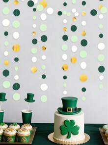 13 قدم من الزينة الحلزونية الخضراء والذهبية، بانر معلق مزين بنقاط بولكا لامعة خضراء لحفلات الخطوبة والعروس، ديكورات أعياد القديس باتريك، مناسبة للزفاف والذكرى السنوية وعيد الميلاد وعيد القديس باتريك وحفلات عيد الحب - متعدد الألوان - مشاهدة 4