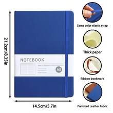 A5硬面笔记本套装 - PU皮革封面，200页/100页，适用于学校、大学、工作、旅行 - 横线笔记本，方便记笔记 - 彩色 - 查看 2